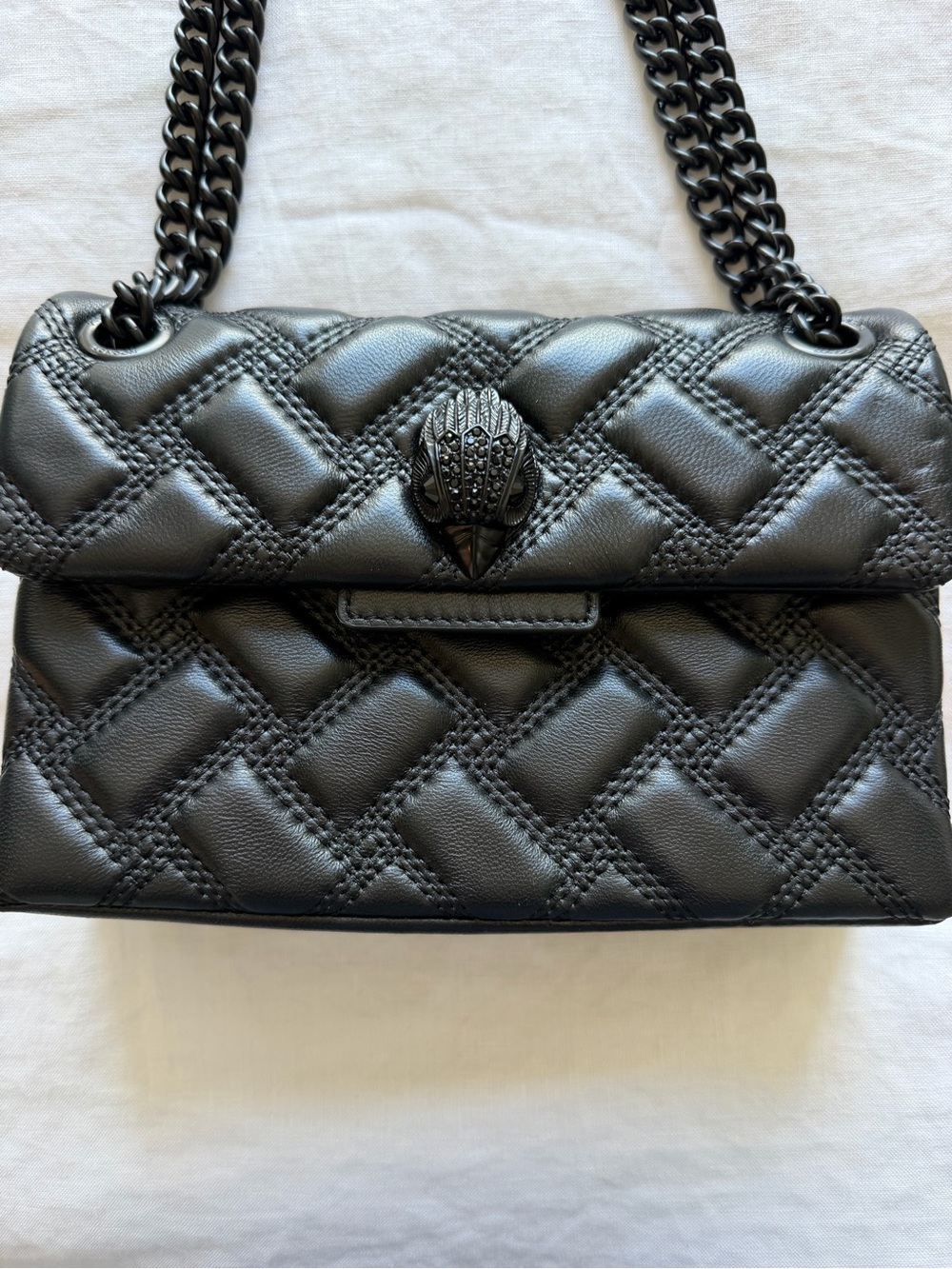 Kurt Geiger Black Quilted Leather Chain Shoulder Bag The Kensington